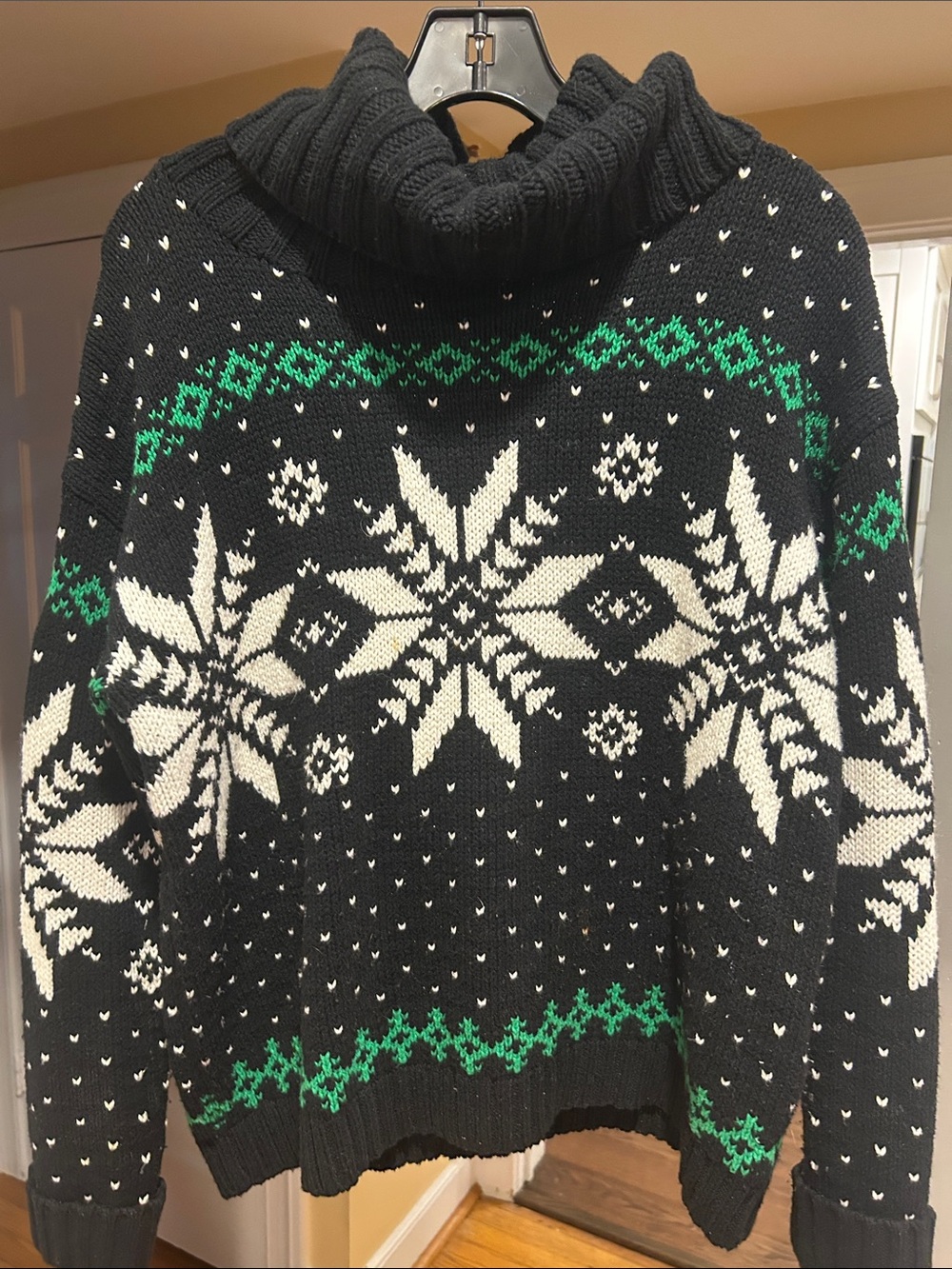 Polo by Ralph Lauren Black and Green Turtleneck Knit Sweater